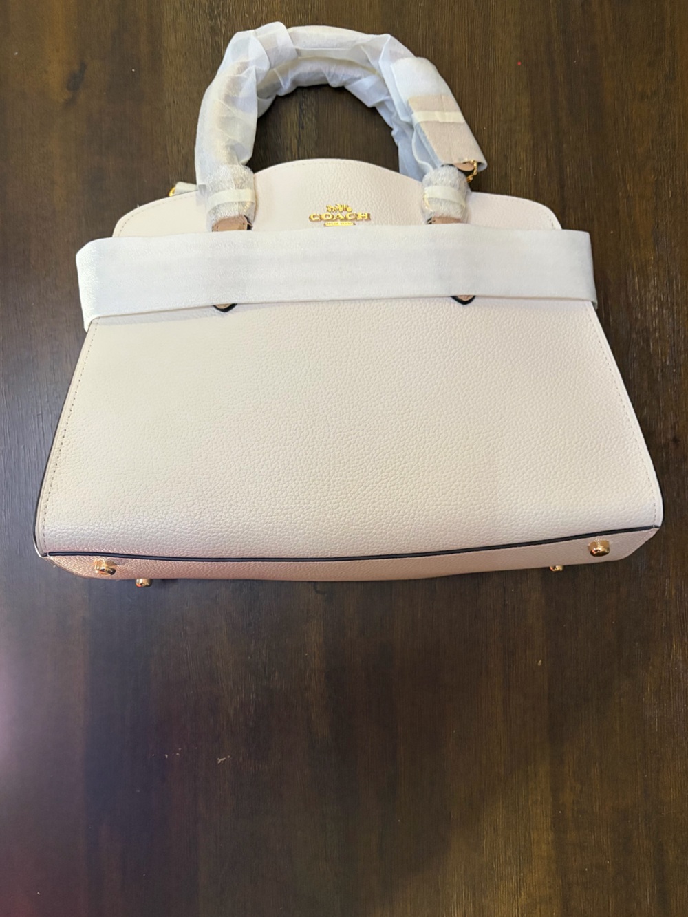 New With Tags Coach Chalk Multi Color Pebbled Leather Satchel with Gold Hardware